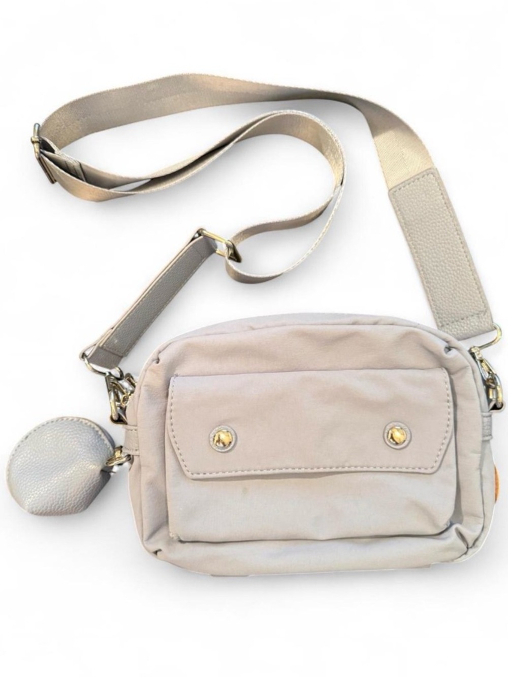 MARTHA STEWART blue/gray double zip crossbody. Silver hardware.